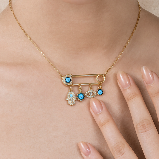 Hamsa Evil Eye Charms Necklace