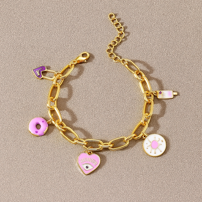 Evil Eye Heart Charms Bracelet