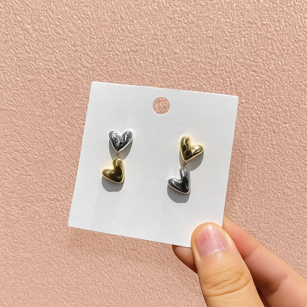 Metallic Heart Studs