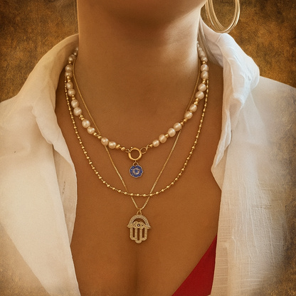 Evil Eye Charms Layered Necklace