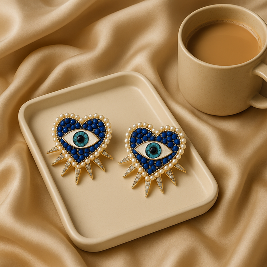 Heart Evil Eye Studs