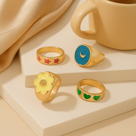 Gold plated Ring Set (Set of4)