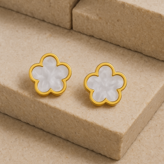 Clover White Studs