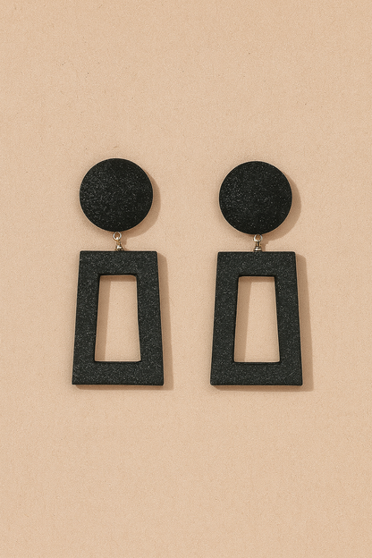 Textured Black Drop Earrings