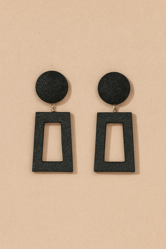 Textured Black Drop Earrings