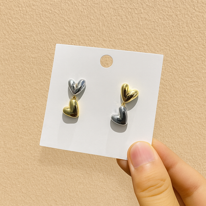 Metallic Heart Studs