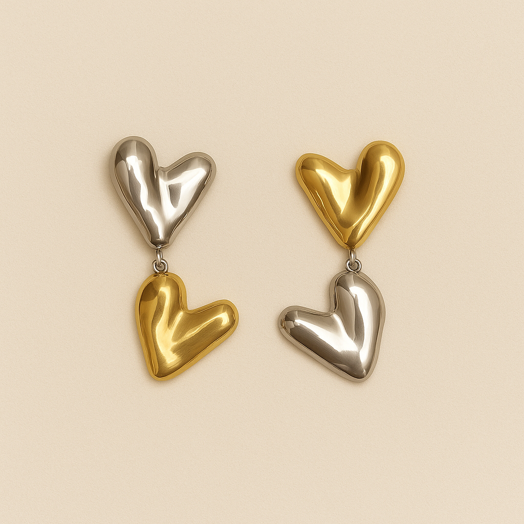 Metallic Heart Studs
