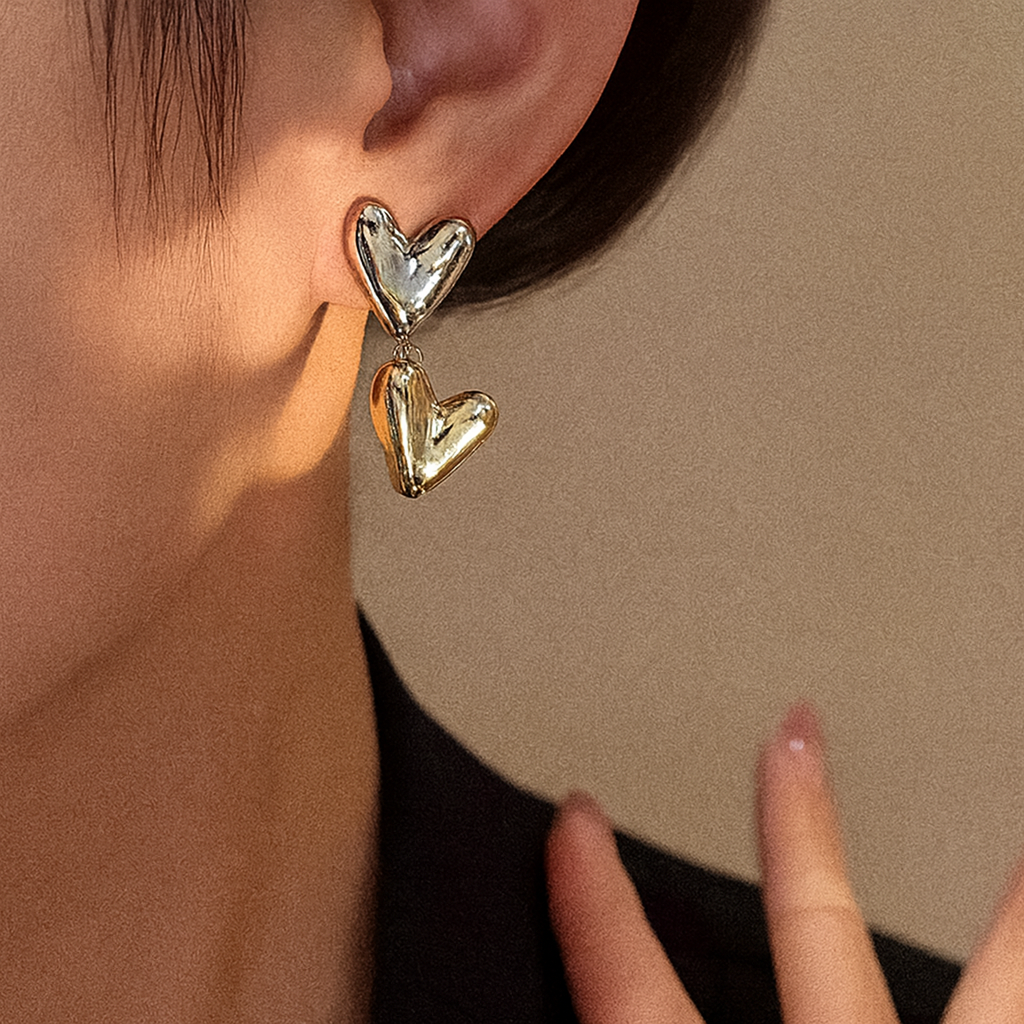 Metallic Heart Studs