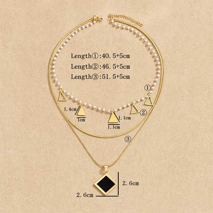 Minimalist Pearl and Charms Layered Necklace