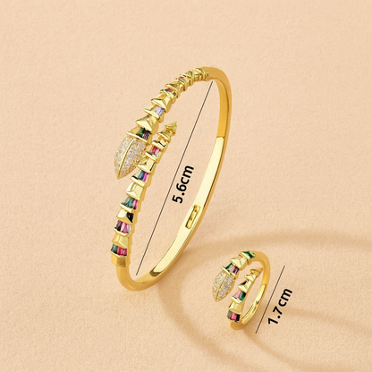 Colorful Serpent Bangle and Ring