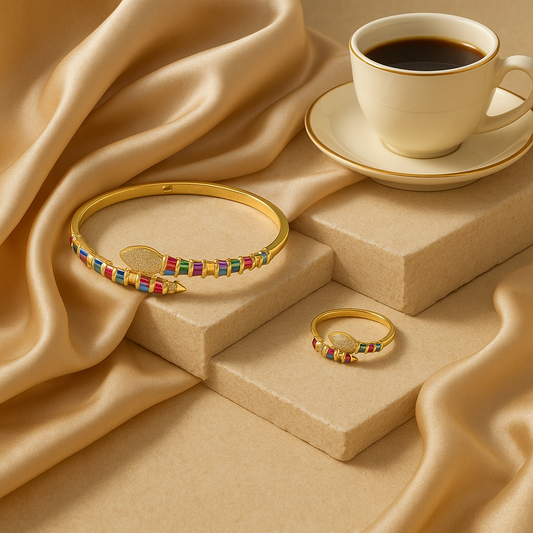 Colorful Serpent Bangle and Ring