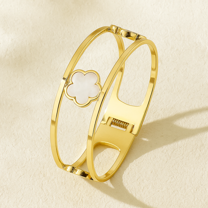 Clover White Bangle
