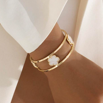 Clover White Bangle