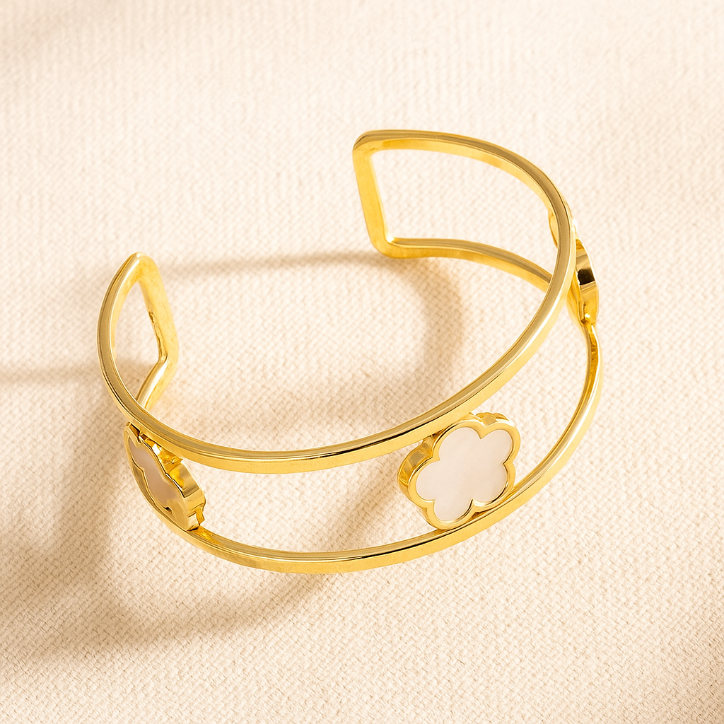 Clover White Bangle