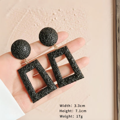 Textured Black Drop Earrings