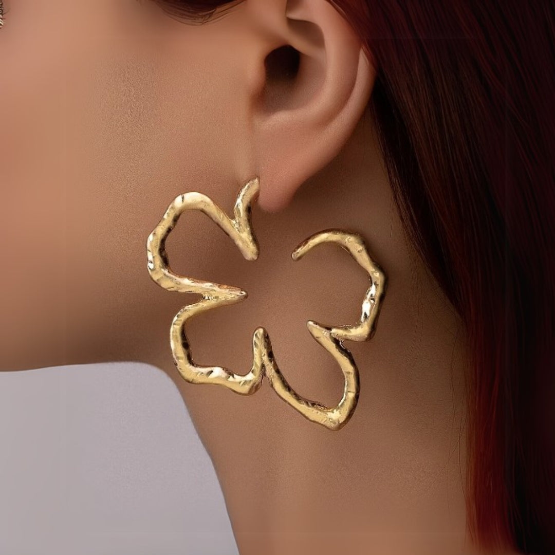 Flower Gold Hoops