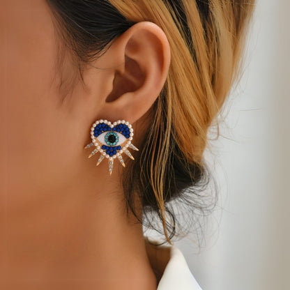 Heart Evil Eye Studs