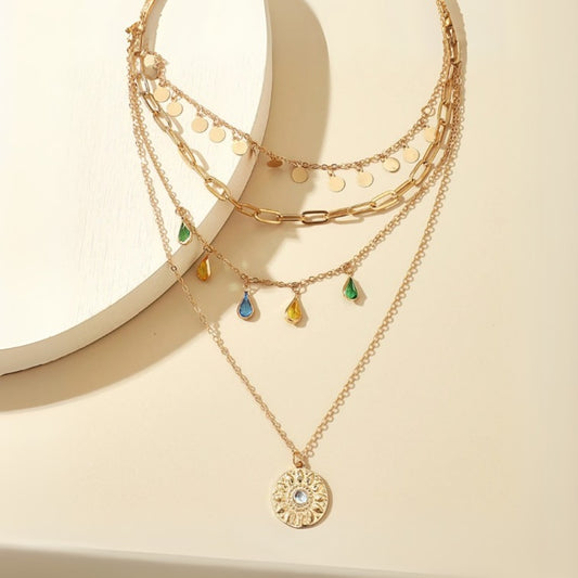 Layered Bohemian Charms Necklace