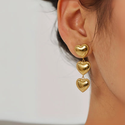 3 Heart Dangle Earrings