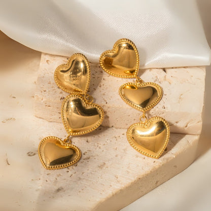 3 Heart Dangle Earrings