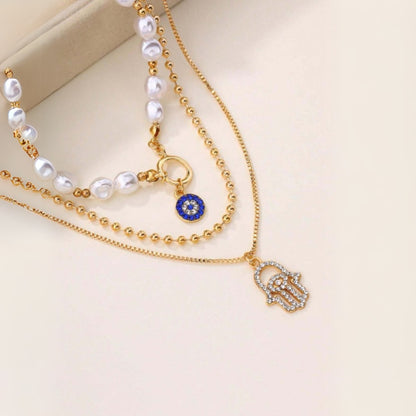 Evil Eye Charms Layered Necklace