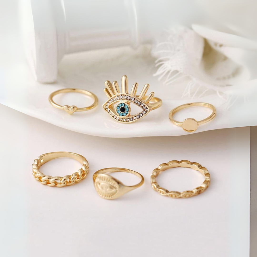 Evil Eye Ring Set of 6