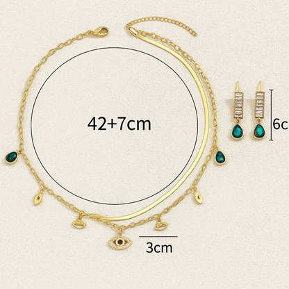 Mati Evil Eye Charms Jewelry Set (Necklace + Earrings)