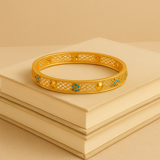 Rhinestone Openwork Bangle