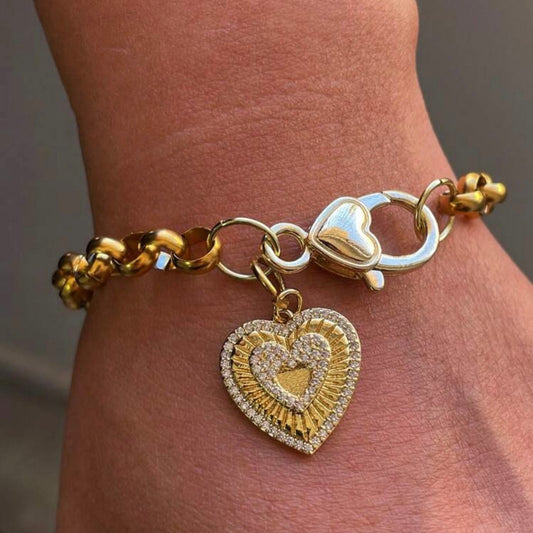 Statement Heart Charms Bracelet