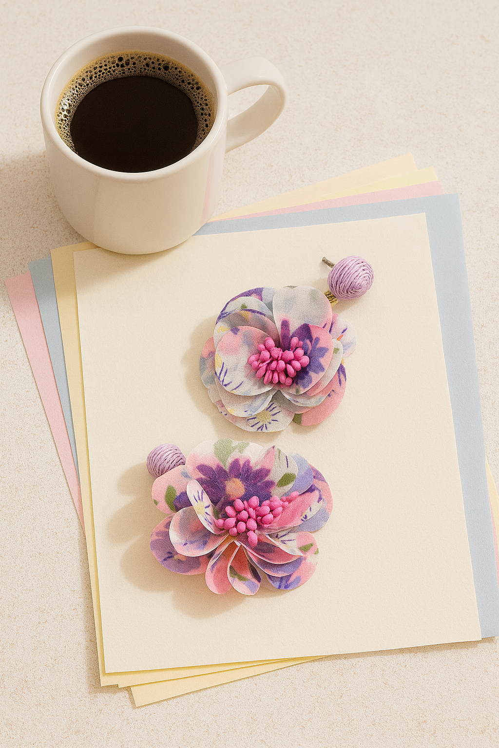 Cloth Flower Tassel Earrings