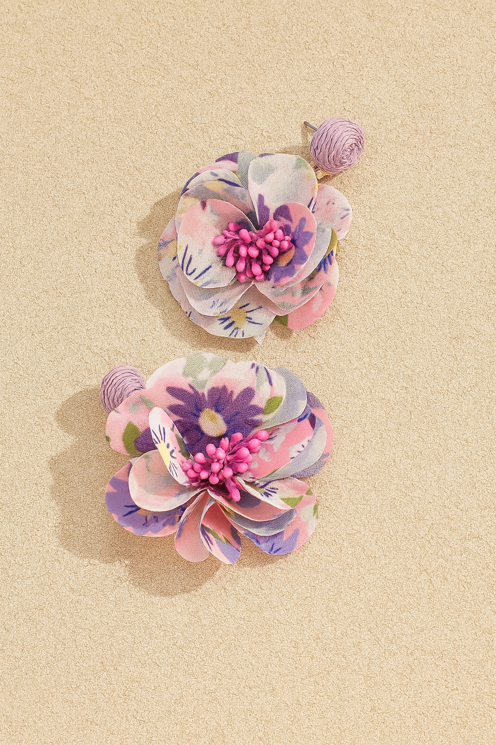 Cloth Flower Tassel Earrings